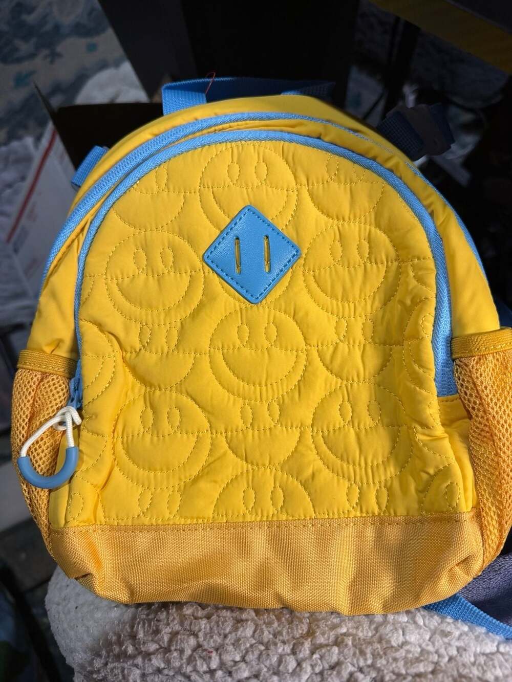 Cat & Jack Kids' Mini Adaptive Smiley Quilted Backpack - Yellow